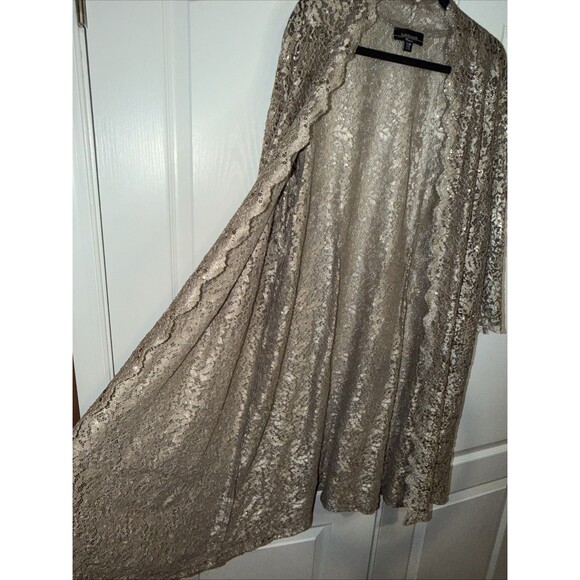 R&M Richards Evening Cardigan Jacket Women Plus 20W Gold Cream Sequin Party Glam - Picture 5 of 14